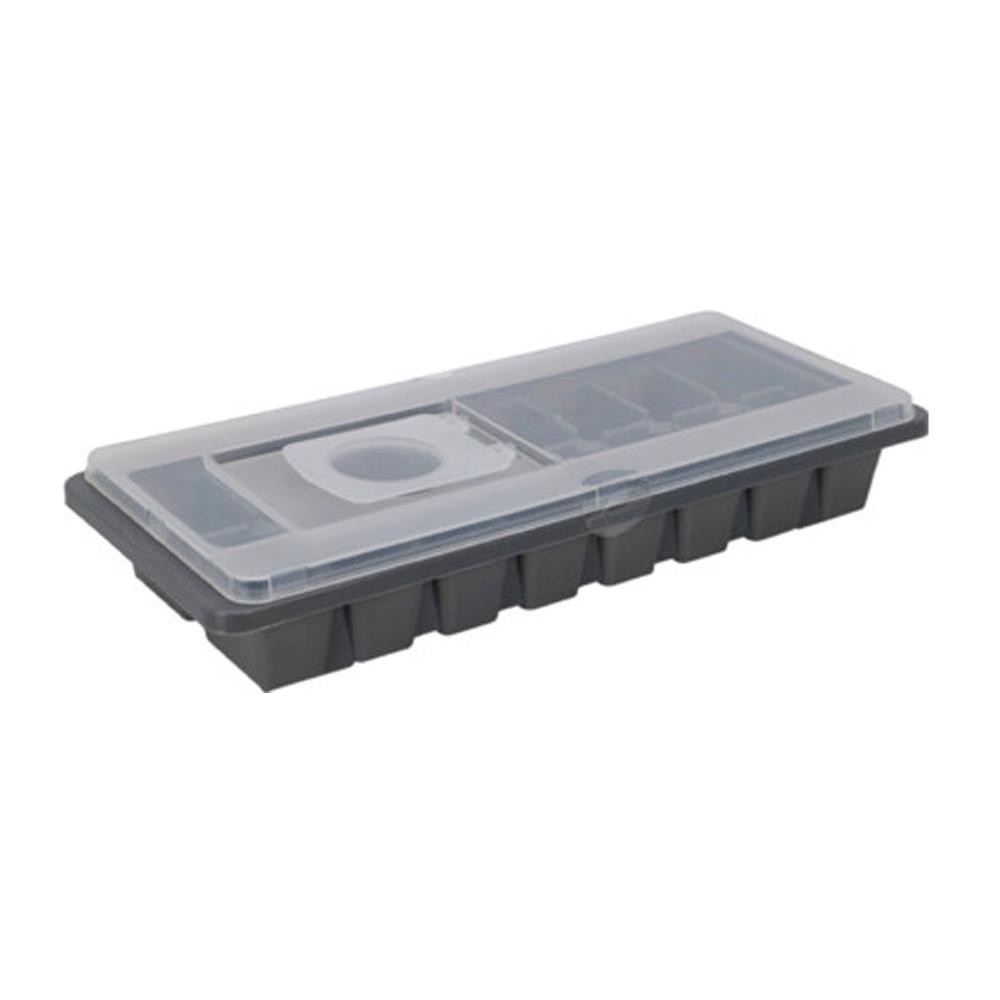 Παγοθήκη με καπάκι PP γκρι σκούρο με 16 θήκες 26χ10,8χ4εκ.