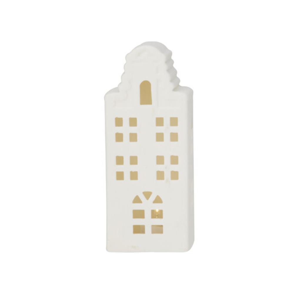 Σπιτάκι LED κεραμικό Υ15,5εκ καμπυλωτή στέγη