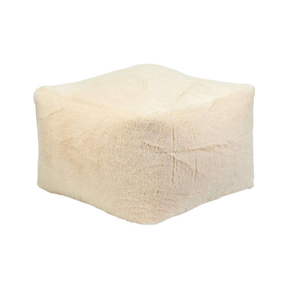 Πουφ γούνινη υφή εκρού Y30x40x40εκ.