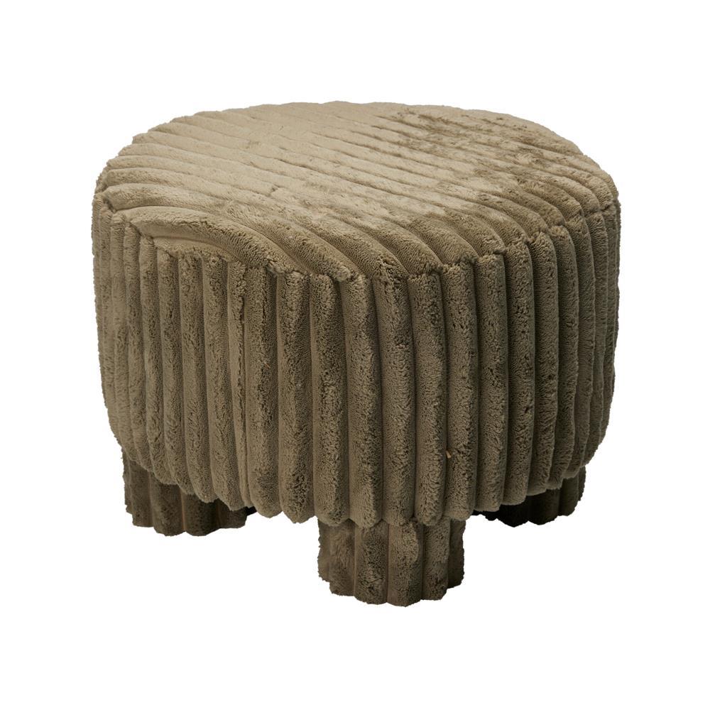 Σκαμπό κοτλέ λαδί 40x40x29εκ.