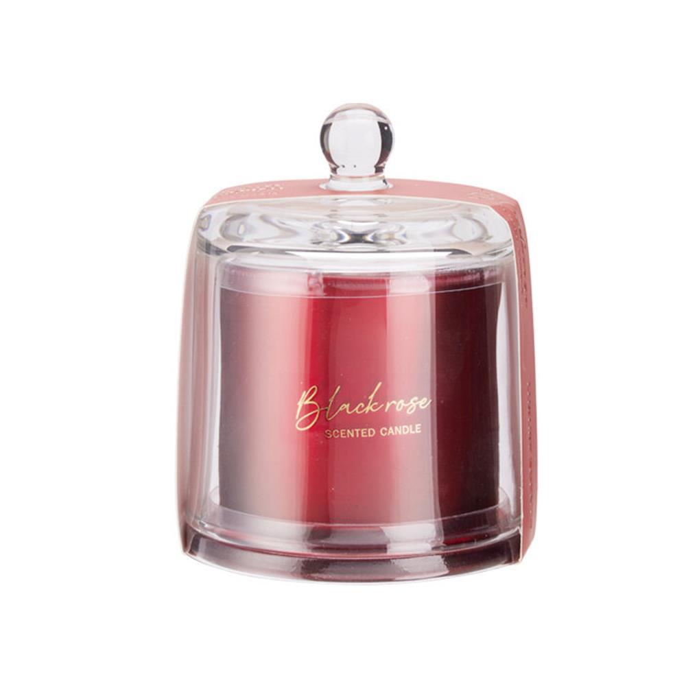 Αρωματικό κερί με γυάλινο κάλυμμα Black Rose 9×8εκ.