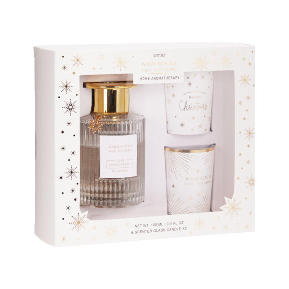Σετ αρωματικό diffuser - 2 κεριά Χριστουγεννιάτικα Cozy Flannel
