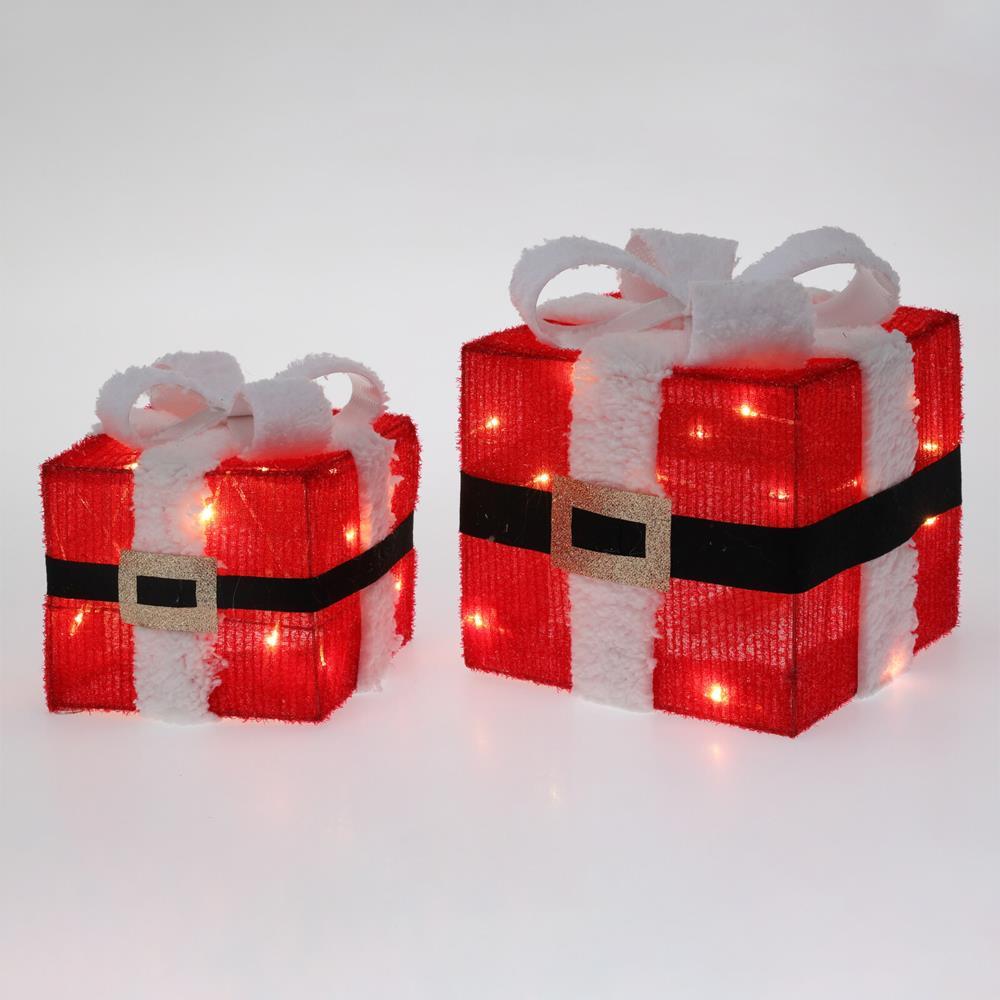 Διακοσμητικά χριστουγεννιάτικα δώρα LED 15×17εκ - 20×23εκ σετ 2 τεμ.