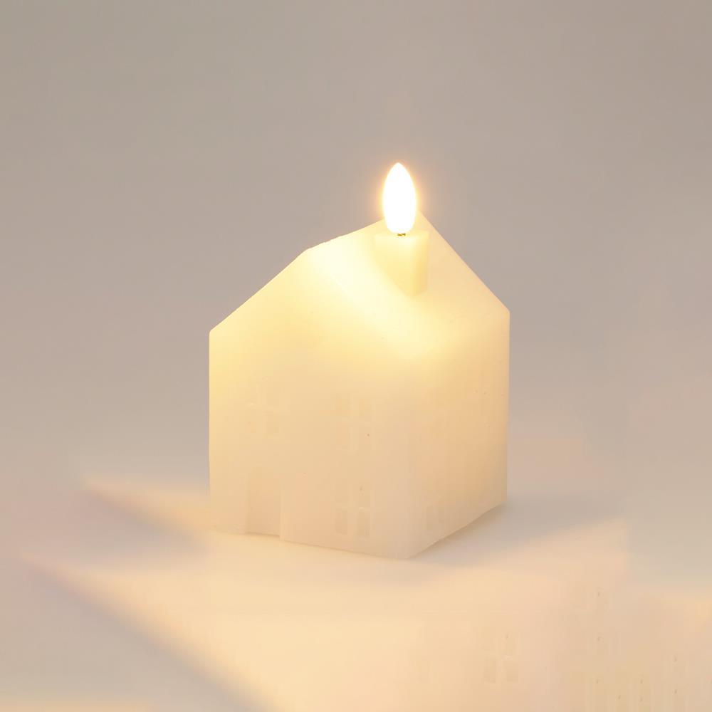 Χριστουγεννιάτικο LED κερί σπιτάκι λευκό 8 εκ.