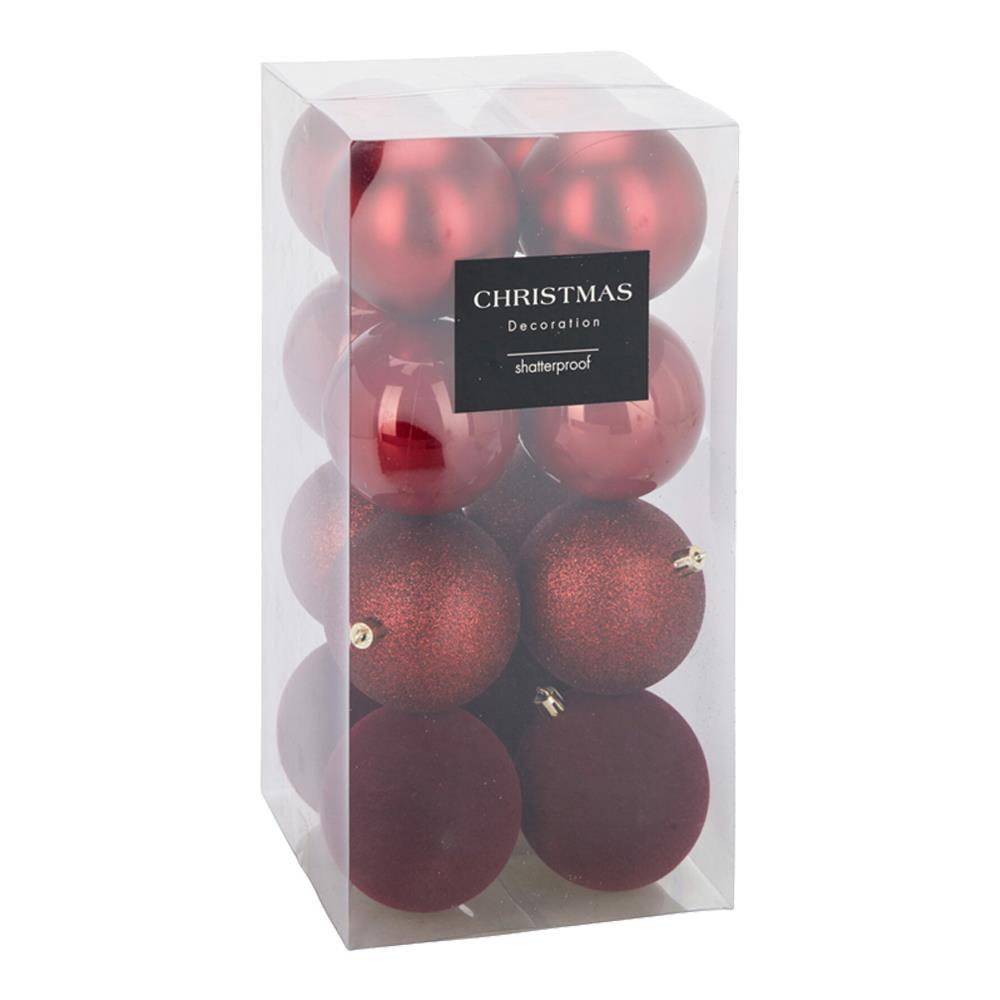 Σετ 16 χριστουγεννιάτικες μπάλες κόκκινες Ø8εκ.