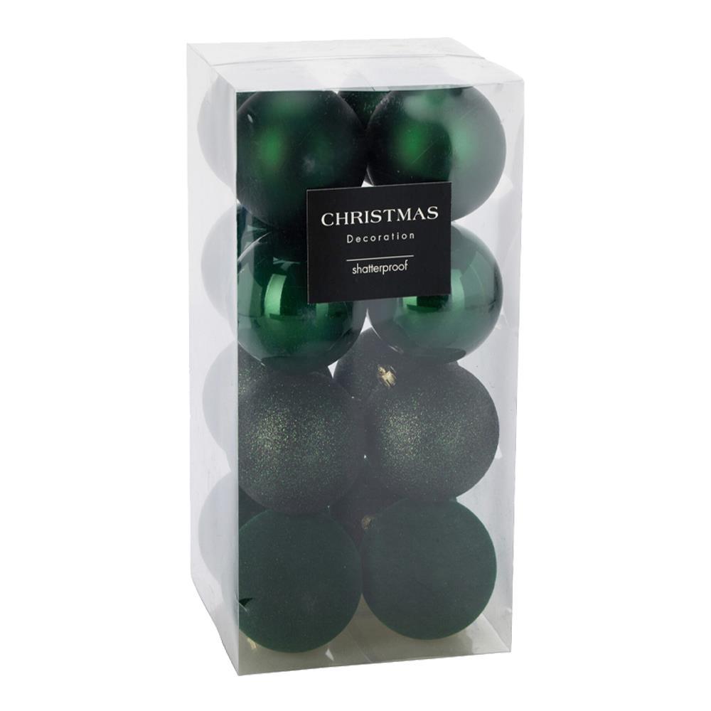 Σετ 16 χριστουγεννιάτικες μπάλες πράσινες Ø8εκ.
