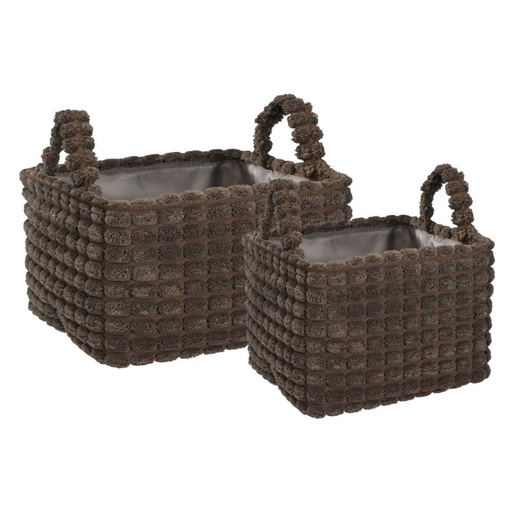 Καλάθια υφασμάτινα σετ 2τμχ καφέ κύβοι