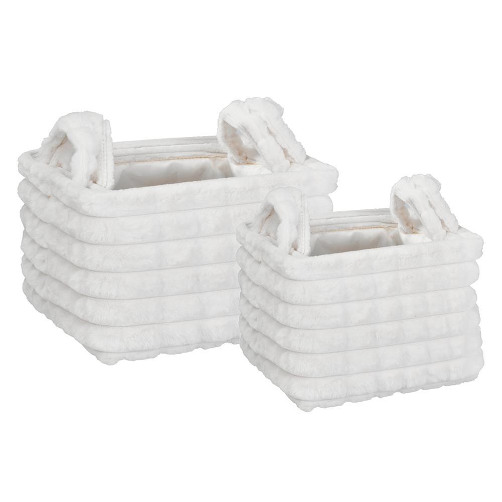 Καλάθια υφασμάτινα σετ 2τμχ λευκό λωρίδες