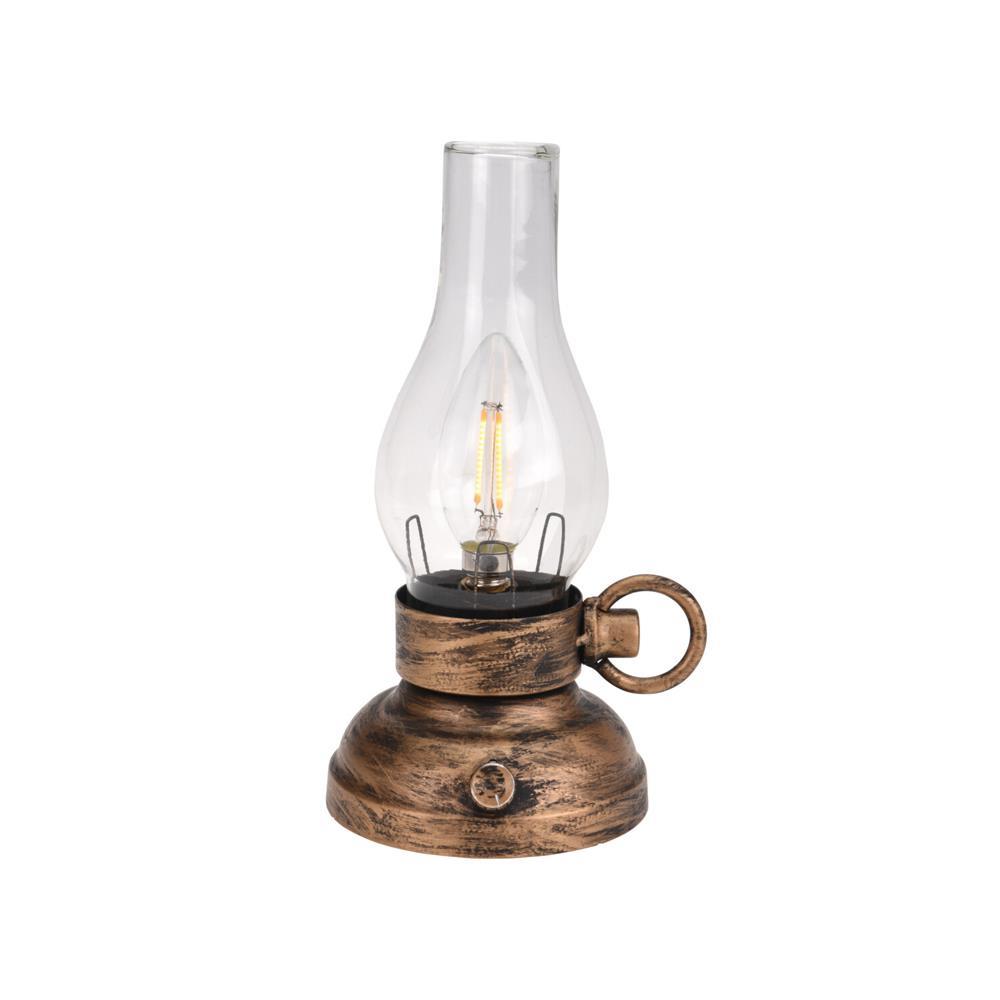 Φανάρι μεταλλικό με LED και dimmer χρυσό αντικέ 10,5×13,5×20,5εκ.