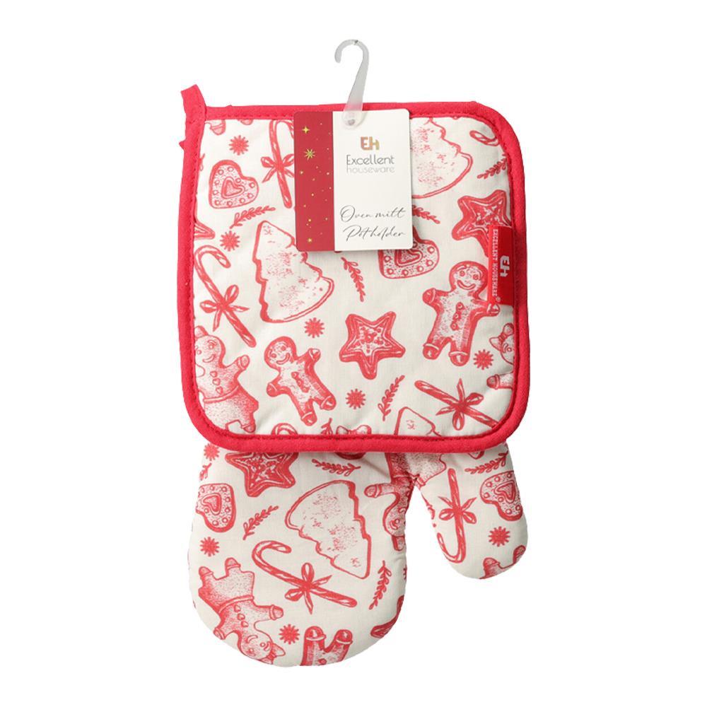 Γάντι - πιάστρα χριστουγεννιάτικα βαμβακερά κόκκινα