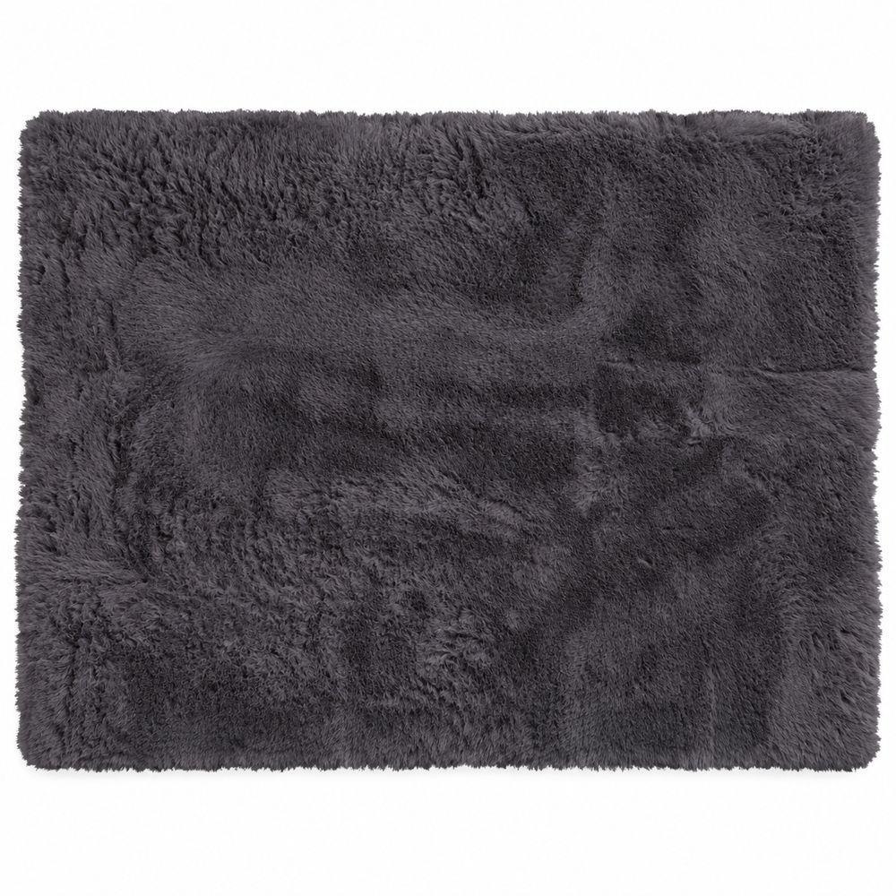 Χαλί γούνινο polyester γκρι 90x60εκ.