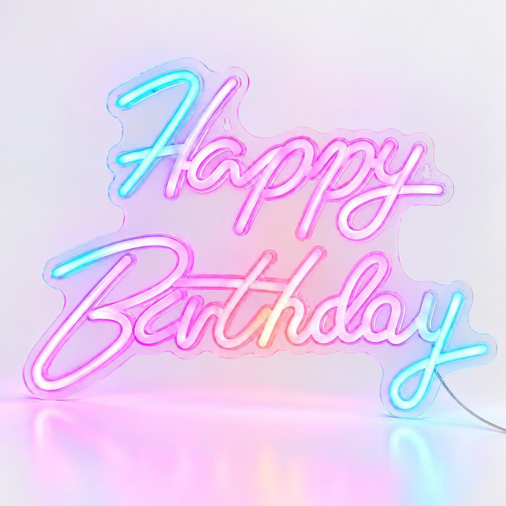 Φωτιζόμενη επιγραφή LED Neon Happy Birthday πολύχρωμο 42x28εκ.
