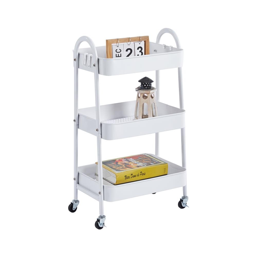 Τρόλεϊ- καλάθι Υ75x42,5x29,5εκ. με 3 θήκες αποθήκευσης λευκό