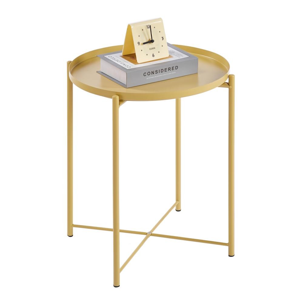 Τραπεζάκι - κομοδίνο μεταλλικό Nextdeco κίτρινο Υ52xØ41,5εκ.