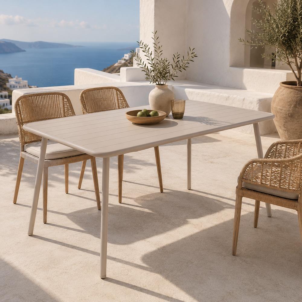 Τραπέζι Nextdeco μεταλλικό ανοιχτό γκρι 140x70xΥ75εκ.