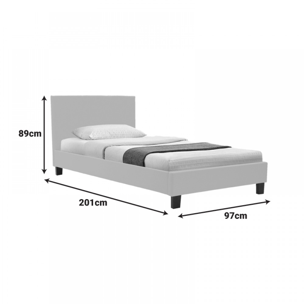 Κρεβάτι Nevil pakoworld ύφασμα εκρού με ξύλινο πόδι σε φυσική απόχρωση 90x190εκ