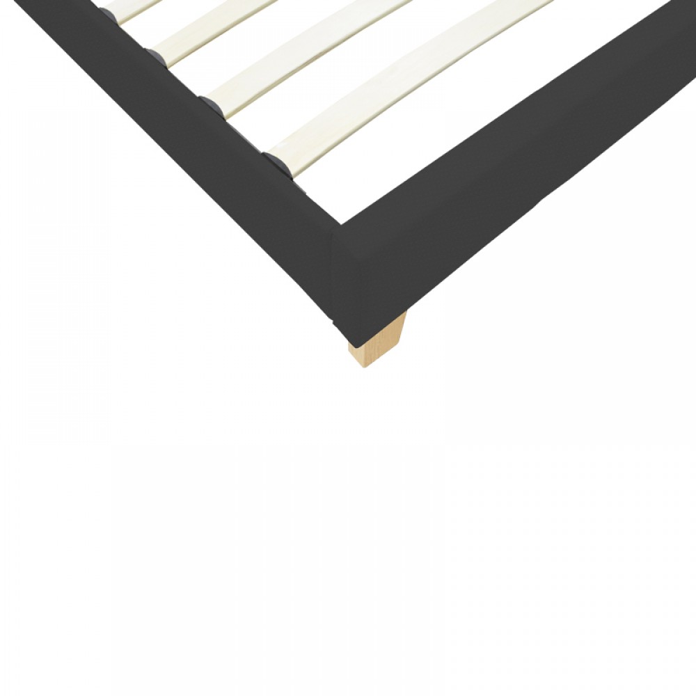 Κρεβάτι Nevil pakoworld ύφασμα ανθρακί με ξύλινο πόδι σε φυσική απόχρωση 100x200εκ