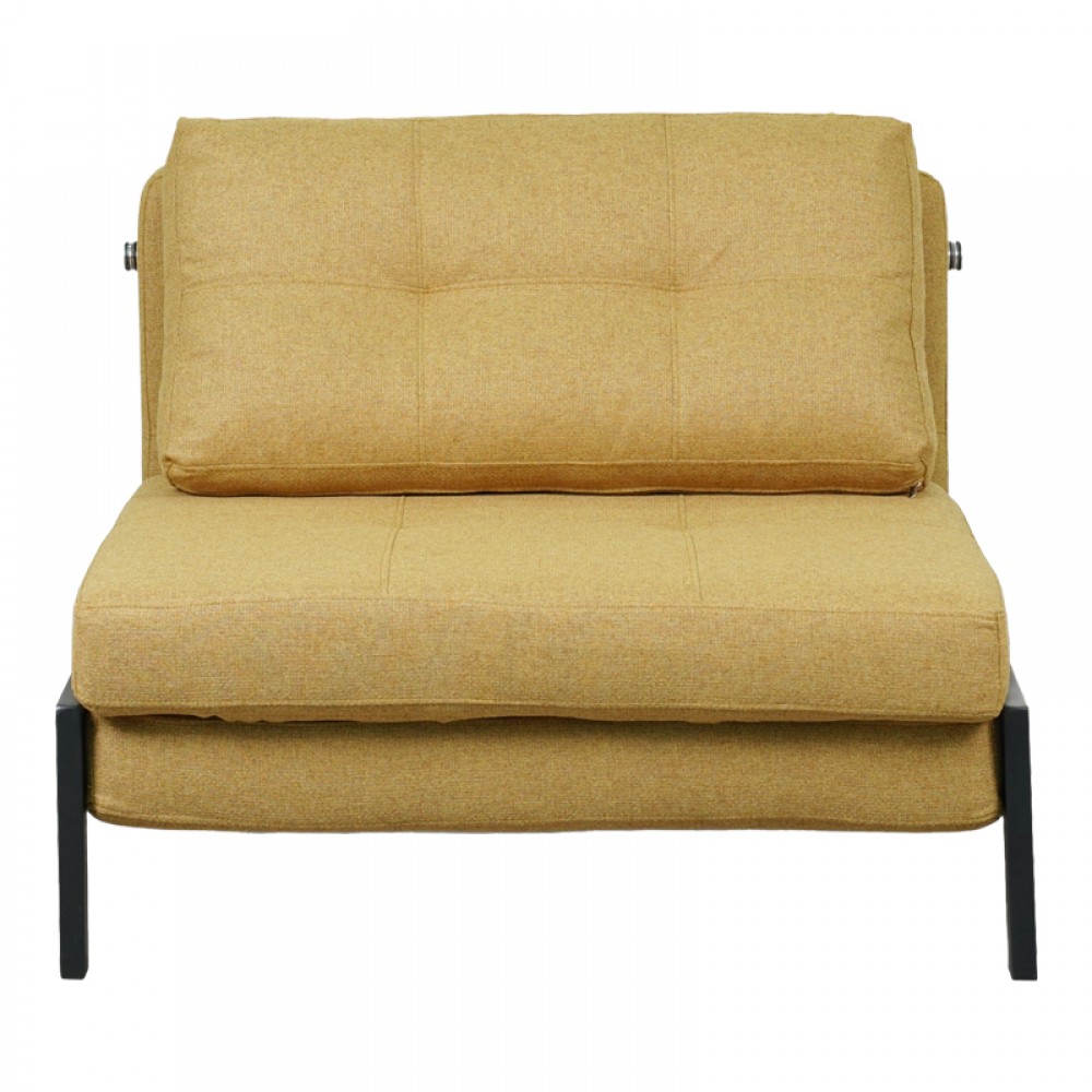 Πολυθρόνα-κρεβάτι Fancy pakoworld ύφασμα σε κίτρινη απόχρωση με μαύρο πόδι 95x98x70εκ