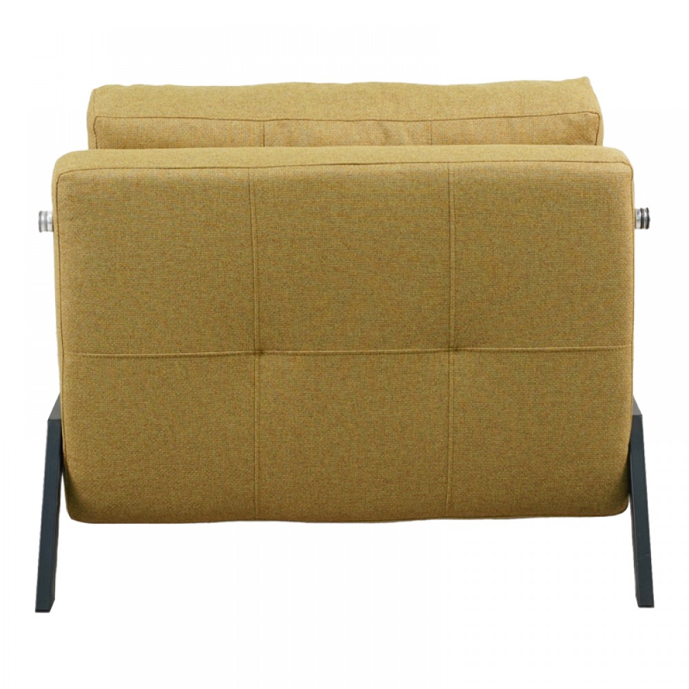 Πολυθρόνα-κρεβάτι Fancy pakoworld ύφασμα σε κίτρινη απόχρωση με μαύρο πόδι 95x98x70εκ