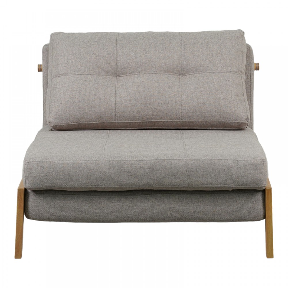 Πολυθρόνα-κρεβάτι Fancy pakoworld ύφασμα σε μπεζ απόχρωση με φυσικό πόδι 95x98x70εκ