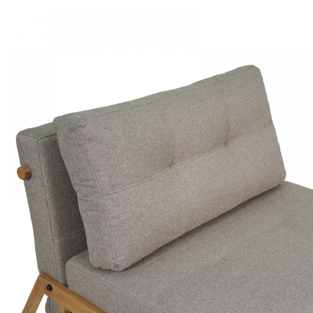 Πολυθρόνα-κρεβάτι Fancy pakoworld ύφασμα σε μπεζ απόχρωση με φυσικό πόδι 95x98x70εκ