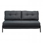 Καναπές 2θέσιος-κρεβάτι Fancy pakoworld ύφασμα σε ανθρακί απόχρωση με μαύρο πόδι 150x92x77εκ