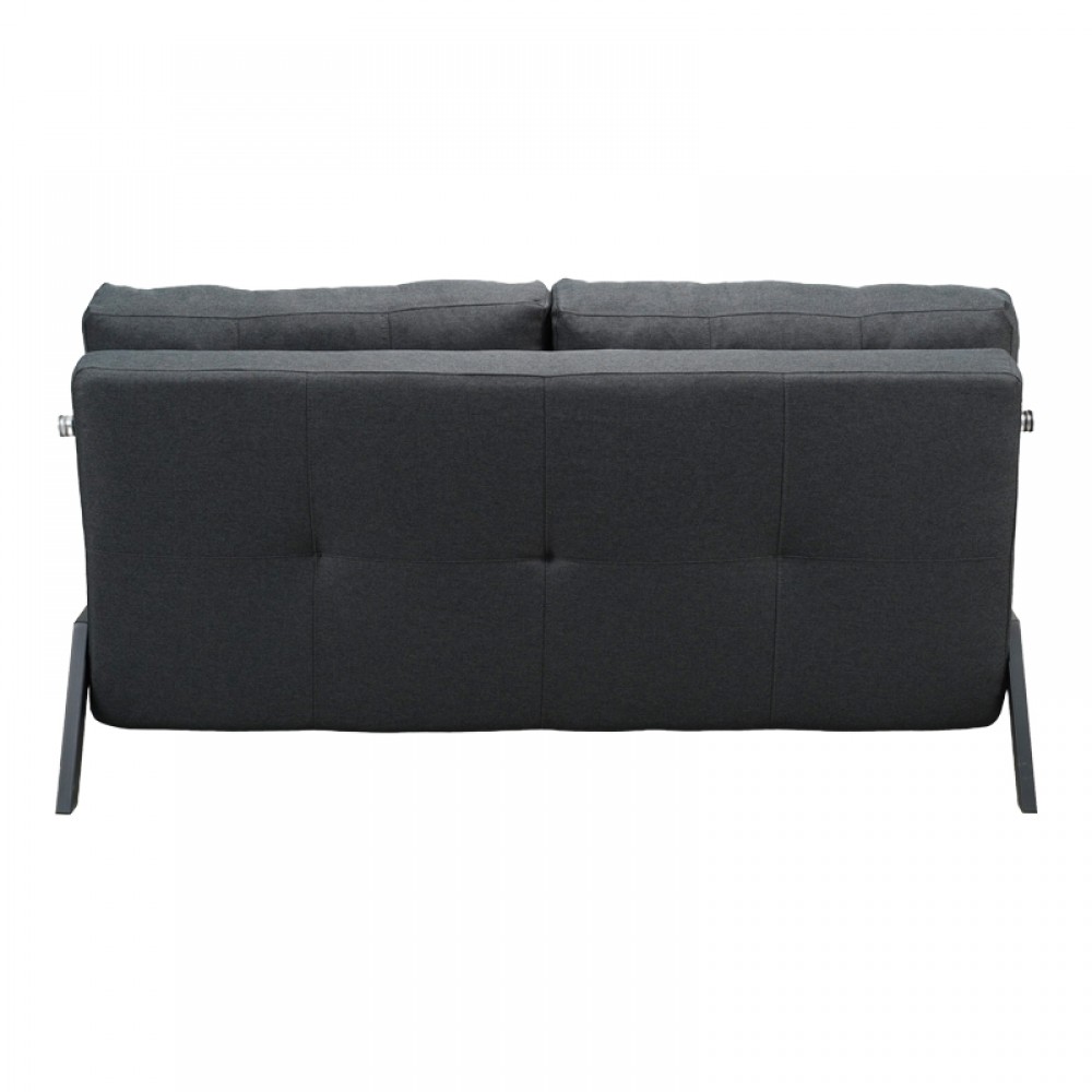 Καναπές 2θέσιος-κρεβάτι Fancy pakoworld ύφασμα σε ανθρακί απόχρωση με μαύρο πόδι 150x92x77εκ