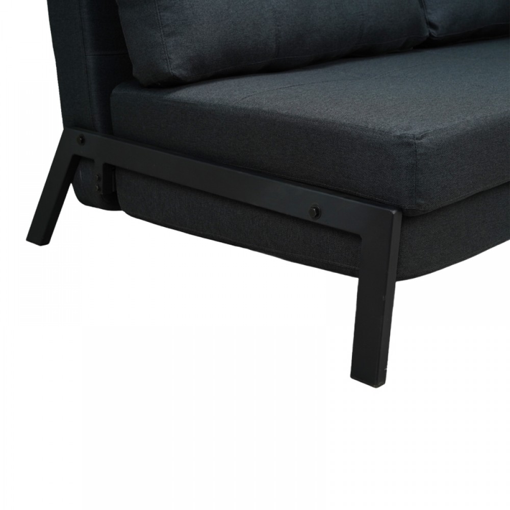 Καναπές 2θέσιος-κρεβάτι Fancy pakoworld ύφασμα σε ανθρακί απόχρωση με μαύρο πόδι 150x92x77εκ