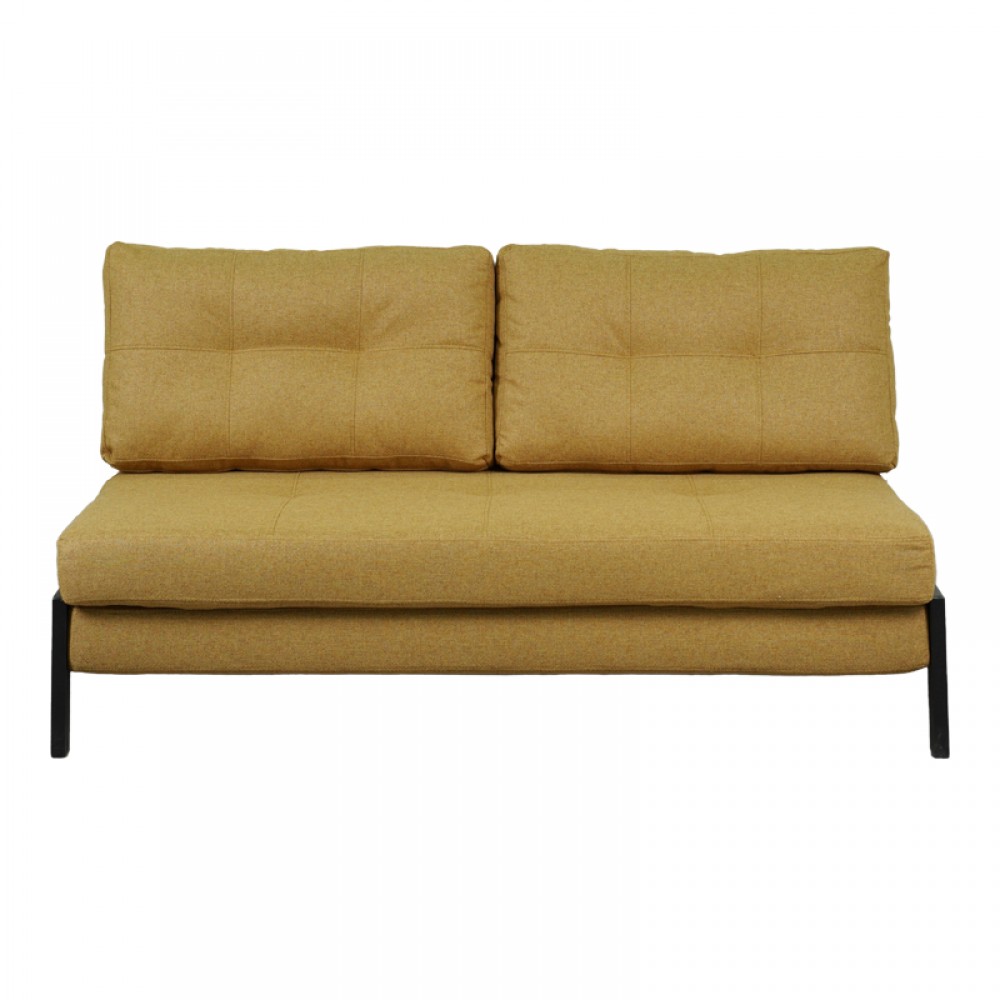 Καναπές 2θέσιος-κρεβάτι Fancy pakoworld ύφασμα σε κίτρινη απόχρωση με μαύρο πόδι 150x92x77εκ