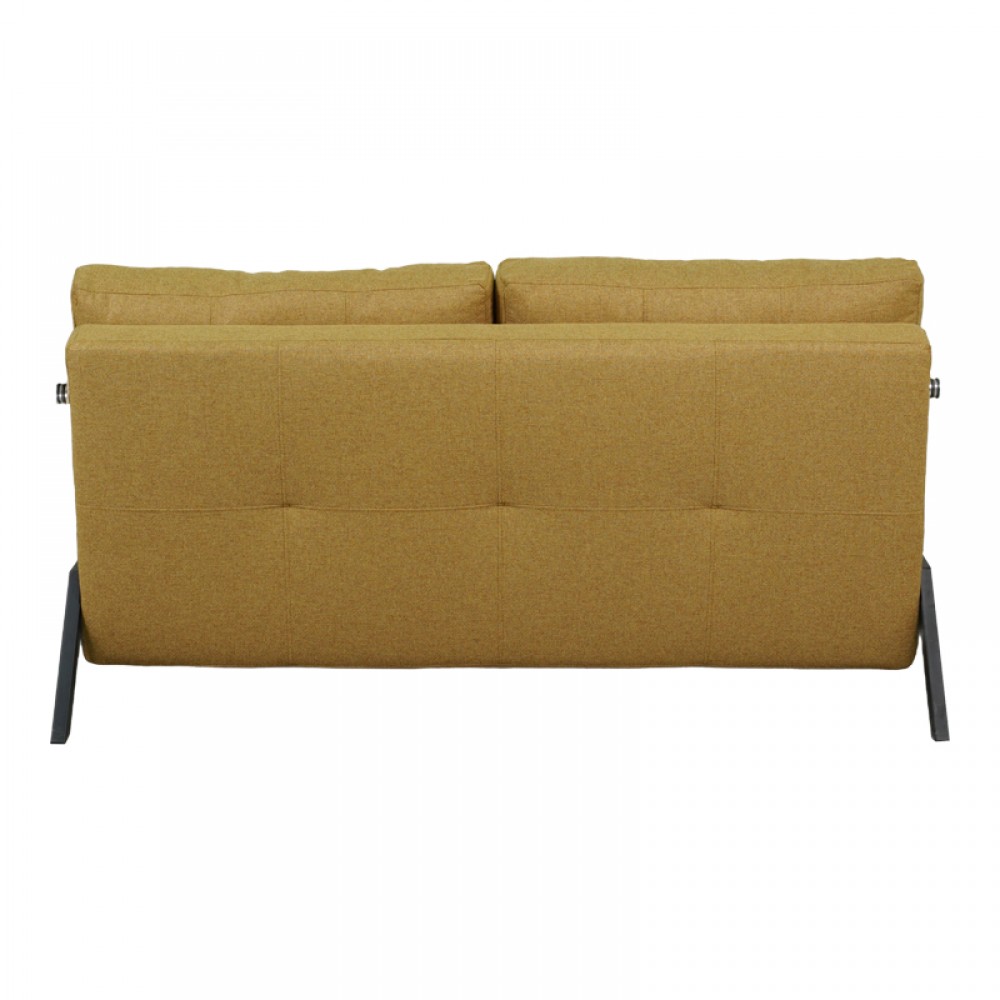 Καναπές 2θέσιος-κρεβάτι Fancy pakoworld ύφασμα σε κίτρινη απόχρωση με μαύρο πόδι 150x92x77εκ