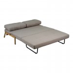 Καναπές 2θέσιος-κρεβάτι Fancy pakoworld ύφασμα σε μπεζ απόχρωση με φυσικό πόδι 150x92x77εκ