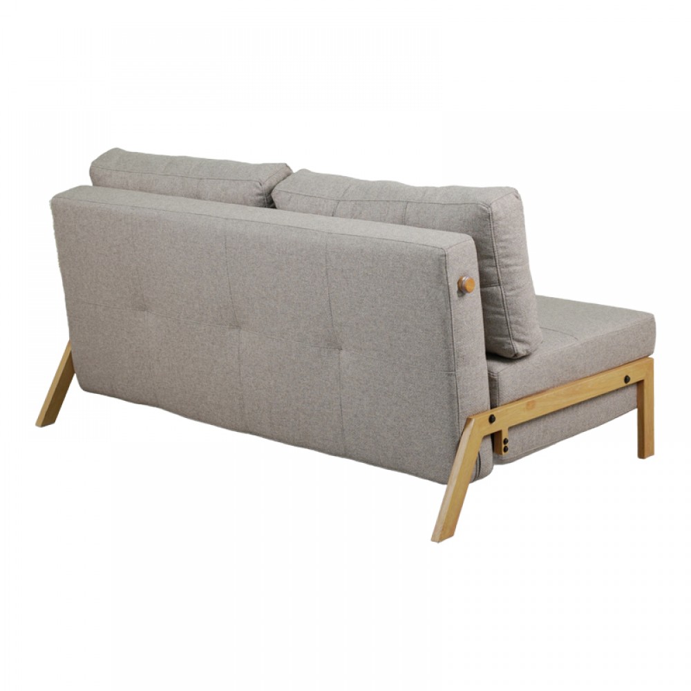 Καναπές 2θέσιος-κρεβάτι Fancy pakoworld ύφασμα σε μπεζ απόχρωση με φυσικό πόδι 150x92x77εκ