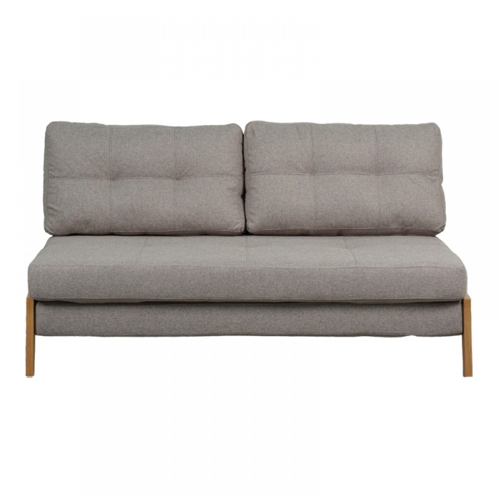 Καναπές 2θέσιος-κρεβάτι Fancy pakoworld ύφασμα σε μπεζ απόχρωση με φυσικό πόδι 150x92x77εκ