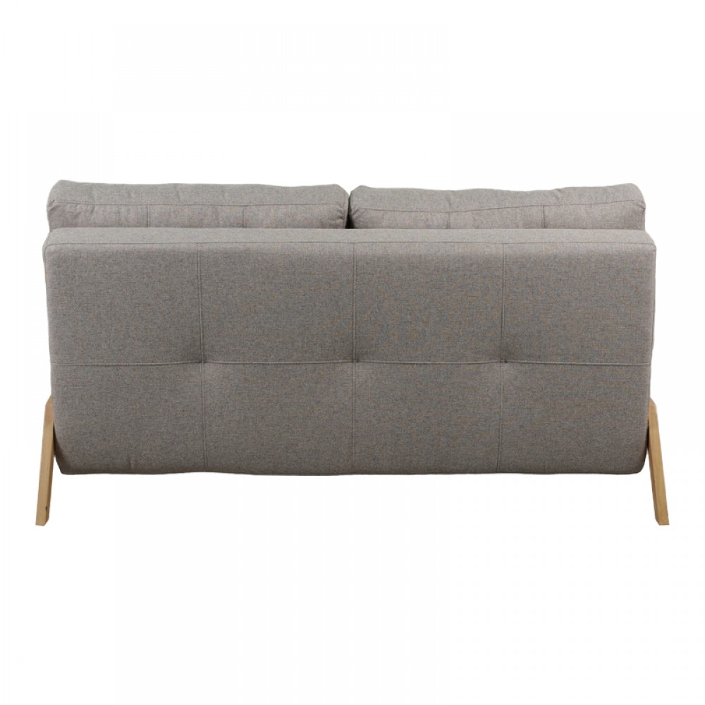 Καναπές 2θέσιος-κρεβάτι Fancy pakoworld ύφασμα σε μπεζ απόχρωση με φυσικό πόδι 150x92x77εκ