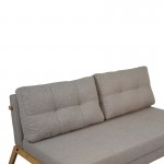 Καναπές 2θέσιος-κρεβάτι Fancy pakoworld ύφασμα σε μπεζ απόχρωση με φυσικό πόδι 150x92x77εκ