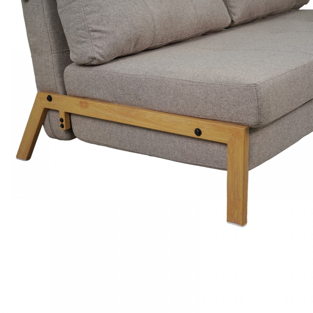 Καναπές 2θέσιος-κρεβάτι Fancy pakoworld ύφασμα σε μπεζ απόχρωση με φυσικό πόδι 150x92x77εκ