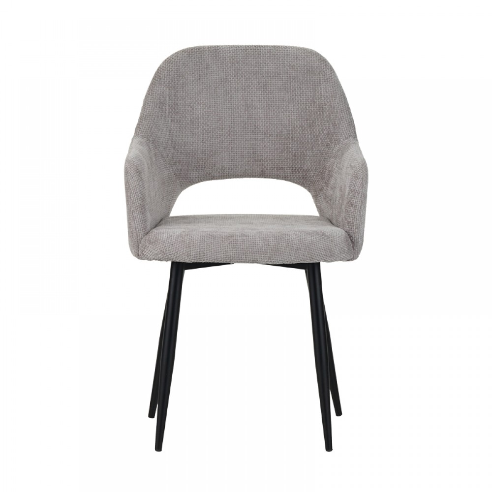 Πολυθρόνα Factols Inart μπεζ-γκρι ύφασμα-πόδι μαύρο μέταλλο 53x61x84εκ