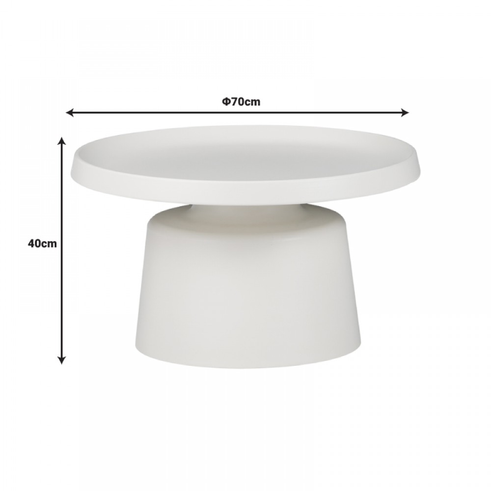 Τραπέζι σαλονιού Ginoze Inart λευκό μέταλλο Φ70x40εκ