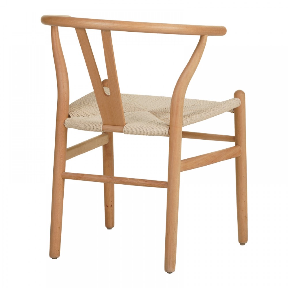 Καρέκλα Wishbone pakoworld rubberwood-σχοινί σε φυσική απόχρωση 53.5x57x74εκ