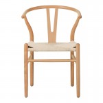Καρέκλα Wishbone pakoworld rubberwood-σχοινί σε φυσική απόχρωση 53.5x57x74εκ
