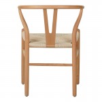 Καρέκλα Wishbone pakoworld rubberwood-σχοινί σε φυσική απόχρωση 53.5x57x74εκ