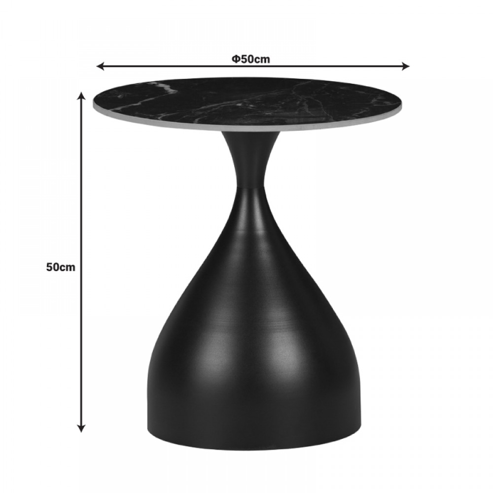 Βοηθητικά τραπέζια Kirkene Inart sintered stone σε απόχρωση λευκό μαρμάρου με λευκό μέταλλο 2τεμ