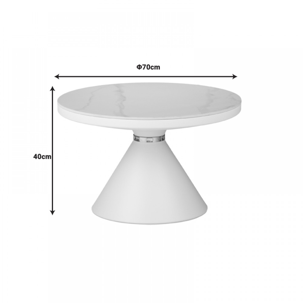 Βοηθητικά τραπέζια Coozlin Inart sintered stone σε απόχρωση λευκό μαρμάρου με λευκό-χρυσό μέταλλο