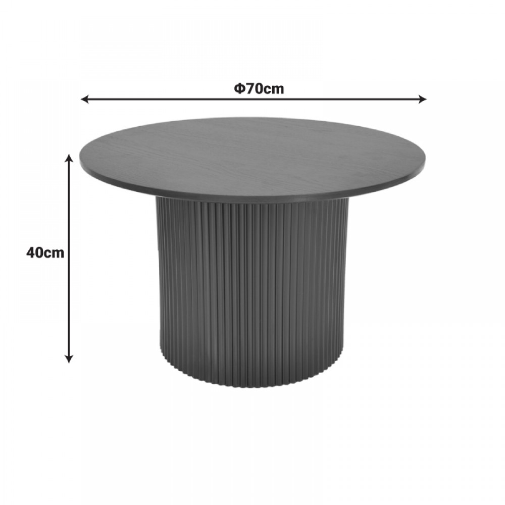Τραπέζι σαλονιού Dovel pakoworld mdf σε μαύρη απόχρωση Φ70x40εκ