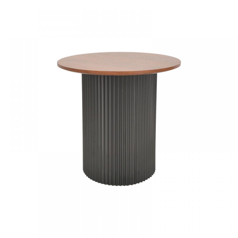 Βοηθητικό τραπέζι Dovel pakoworld mdf σε καρυδί-μαύρη απόχρωση Φ50x45εκ