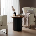 Βοηθητικό τραπέζι Dovel pakoworld mdf σε καρυδί-μαύρη απόχρωση Φ50x45εκ