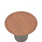 Βοηθητικό τραπέζι Dovel pakoworld mdf σε καρυδί-μαύρη απόχρωση Φ50x45εκ