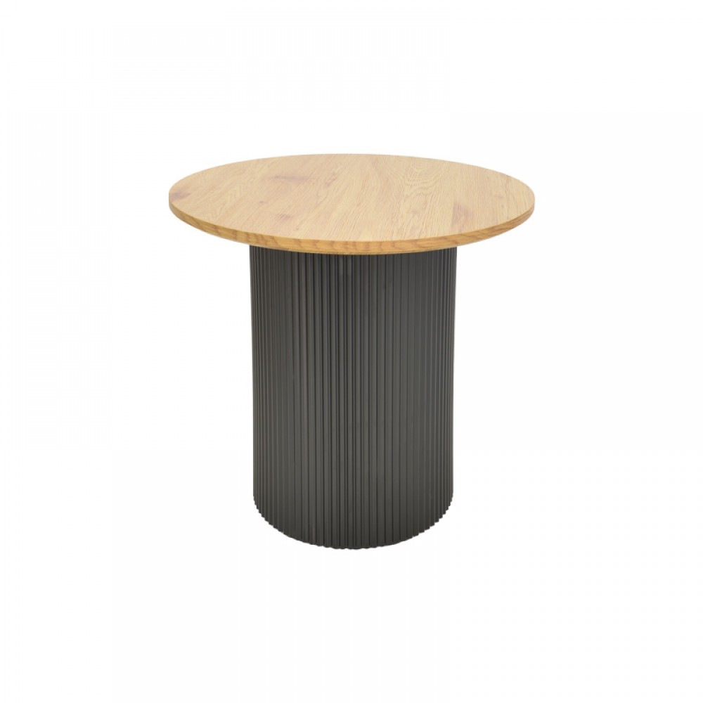 Βοηθητικό τραπέζι Dovel pakoworld mdf σε sonoma -μαύρη απόχρωση Φ50x45εκ