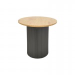 Βοηθητικό τραπέζι Dovel pakoworld mdf σε sonoma -μαύρη απόχρωση Φ50x45εκ