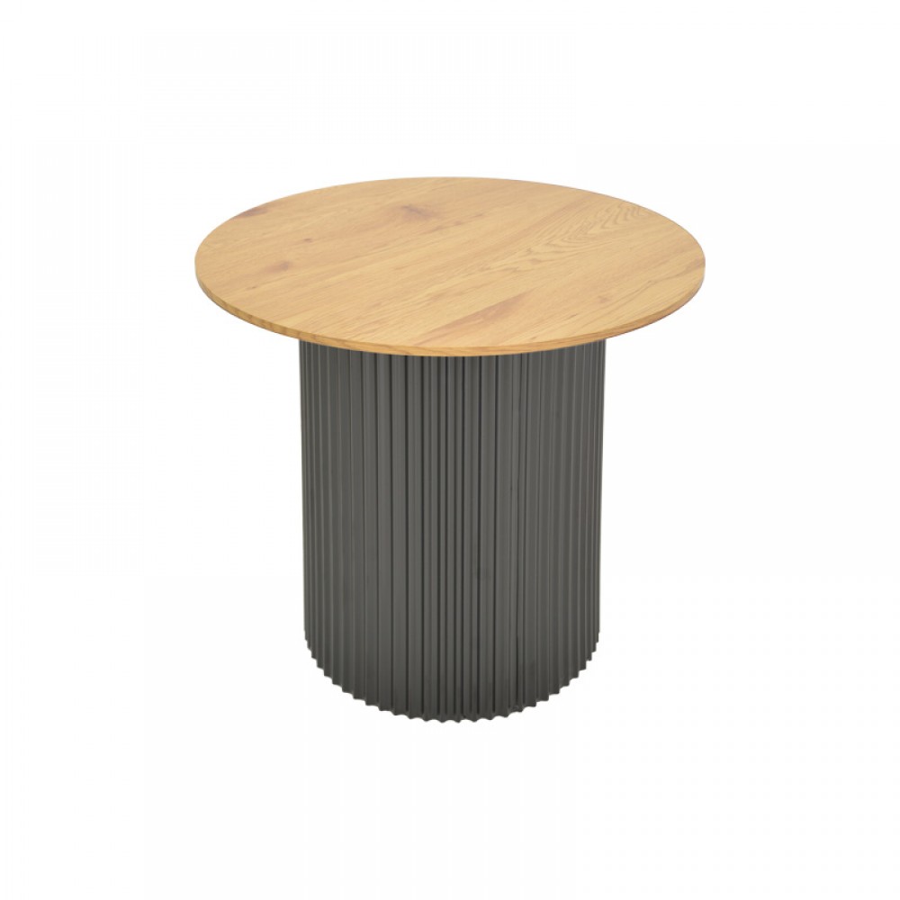Βοηθητικό τραπέζι Dovel pakoworld mdf σε sonoma -μαύρη απόχρωση Φ50x45εκ